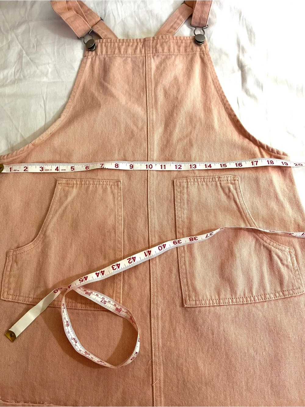 Cotton On Peach Denim Overalls Skirt Dress Jumper Women’s 10 - Picture 8 of 9